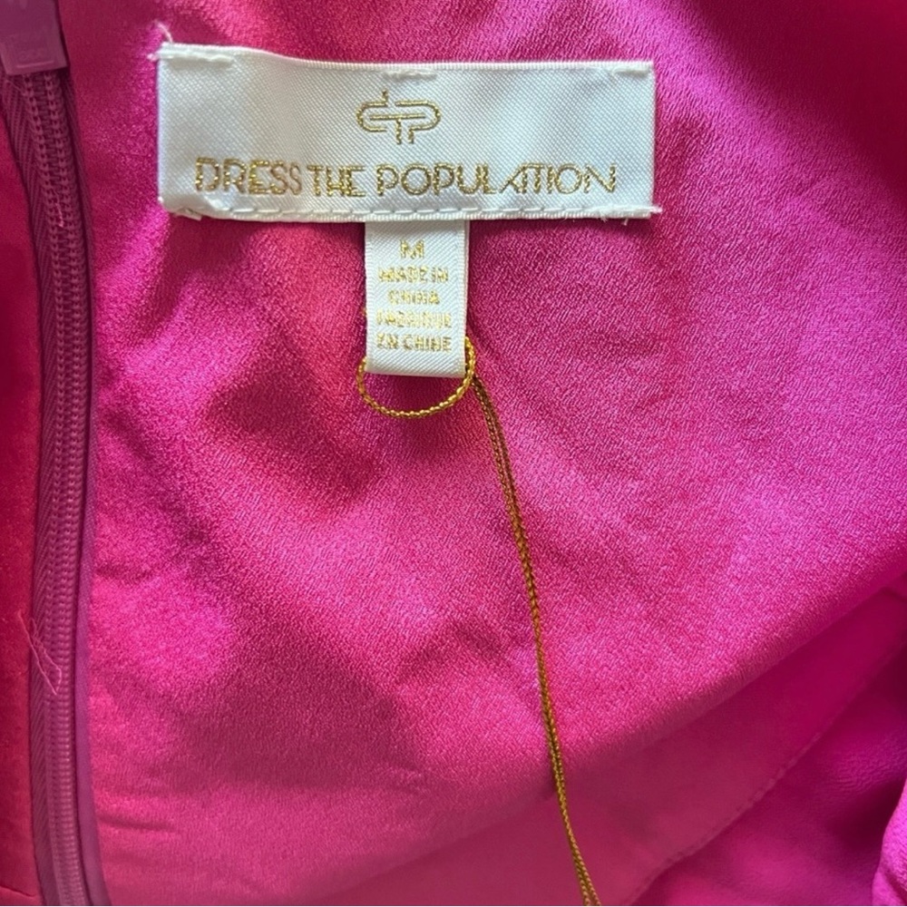 Dress the Population Cambria Twist Bodice Dress Bright Fuchsia Size Medium NWT - Picture 9 of 10